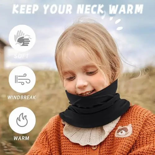 EUPSIIU 2 Pezzi Sciarpa Bambini Scaldacollo, Multifunzione Bandana Tubolare Maschera, Scaldacollo Termico Invernale miniatura 3