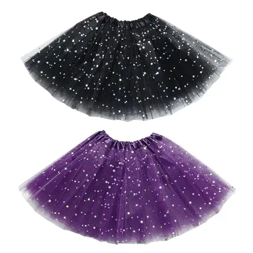EUPSIIU 2 Pezzi Tutu Danza Gonna per Ragazze, Gonna Tulle Bambina, Gonna tutù da Bambina con Paillettes Luccicanti,