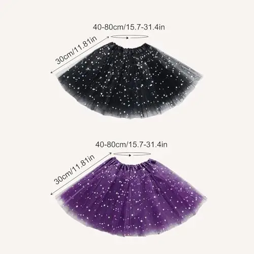EUPSIIU 2 Pezzi Tutu Danza Gonna per Ragazze, Gonna Tulle Bambina, Gonna tutù da Bambina con Paillettes Luccicanti miniatura 2