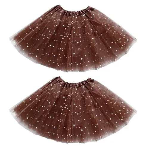 EUPSIIU 2 Pezzi Tutu Danza per Ragazze, Gonna Tulle Bambina con Paillettes Luccicanti, Tutus a 3 Strati, Costume