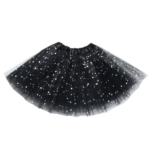 EUPSIIU Tutu Danza per Ragazze, Gonna Tulle Bambina con Paillettes Luccicanti, Tutus a 3 Strati, Costume Carnevale Festa