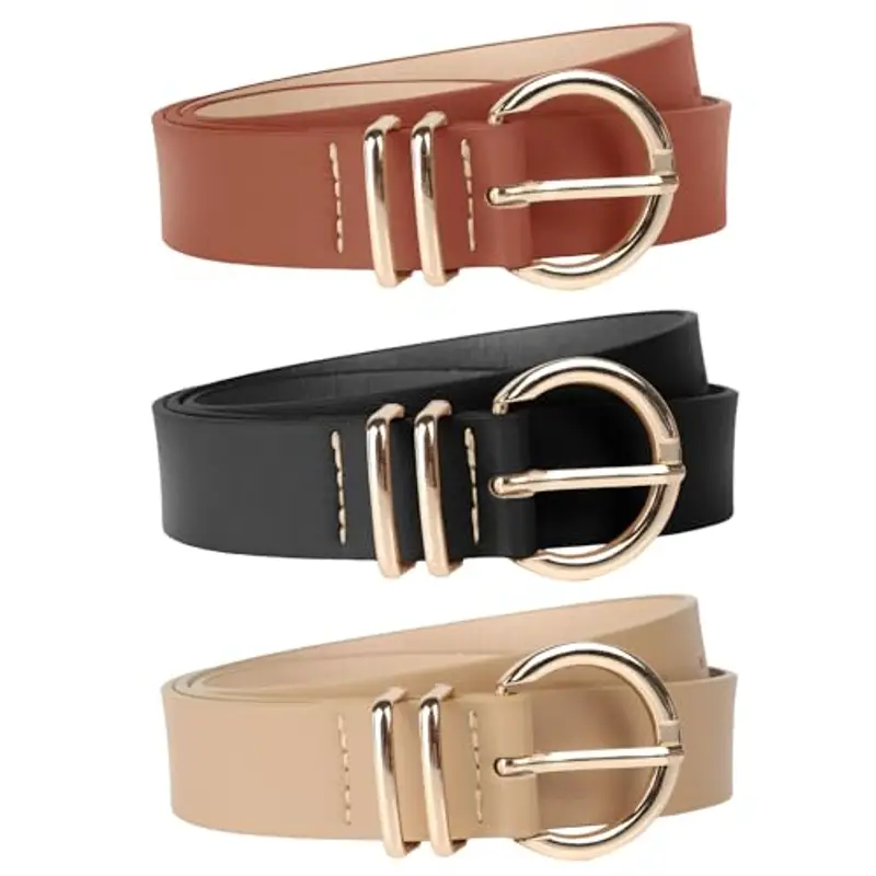 EUQVUNN Cintura Donna in PU - Nero/Marrone/Beige