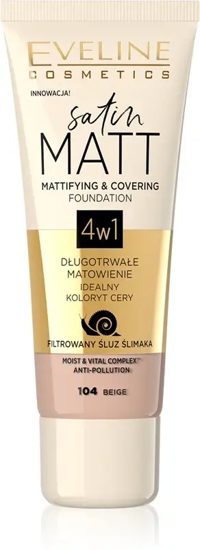 Satin Matt Fondotinta Opacizzante e Coprente 4in1 104 Beige 30 ml