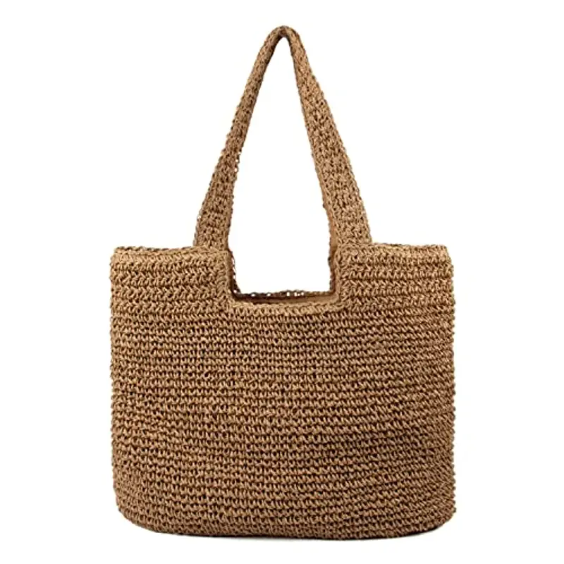 EVEOUT Borse Tote in paglia per Donna Grande Borse a spalla da spiaggia in paglia Stile bohémien estivo Borsa vacanza