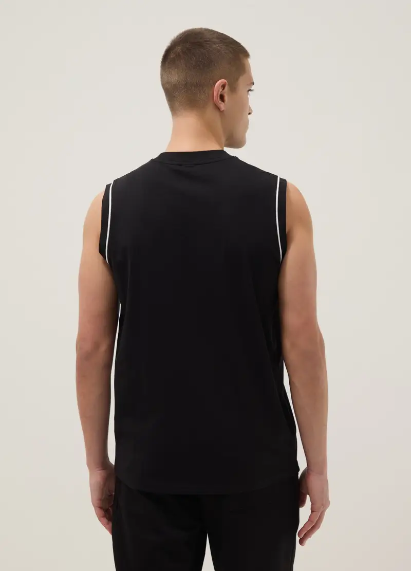 Canottiera Senza Maniche In Puro Cotone Nera Con Logo Everlast, Uomo, Nero miniatura 3