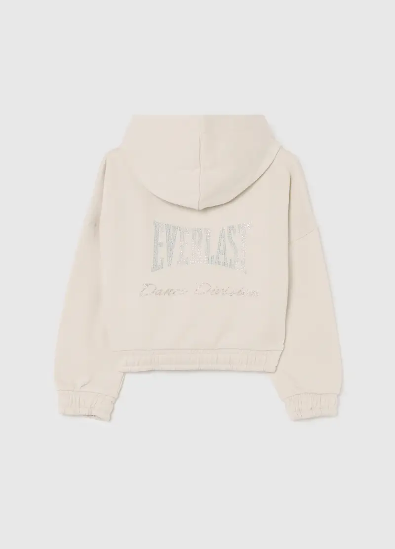 Felpa Beige Da Bambina In Misto Cotone Regular Fit Con Logo Everlast, Beige miniatura 2