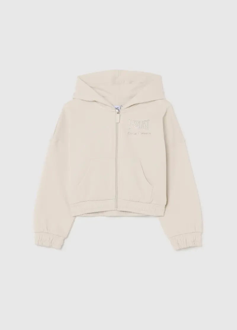 Felpa Beige Da Bambina In Misto Cotone Regular Fit Con Logo Everlast, Beige