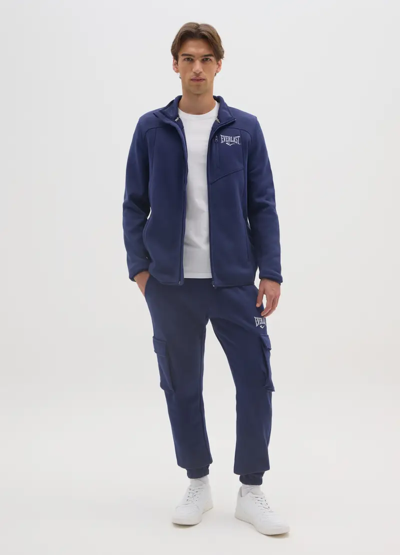 Felpa Blu Con Zip E Collo Alto Regular Fit, Uomo, Blu miniatura 2
