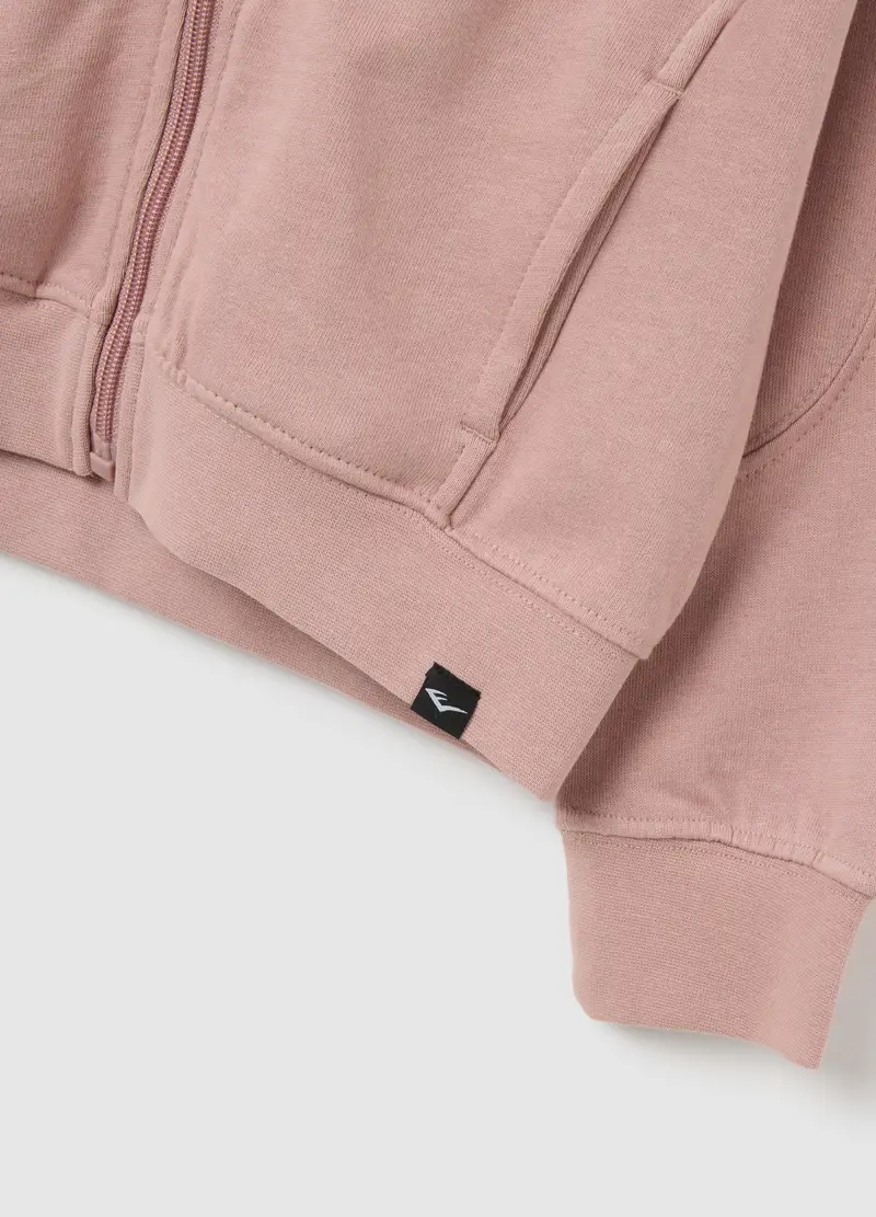 Felpa Con Cappuccio Da Bambina In Puro Cotone Rosa E Zip, Rosa miniatura 3