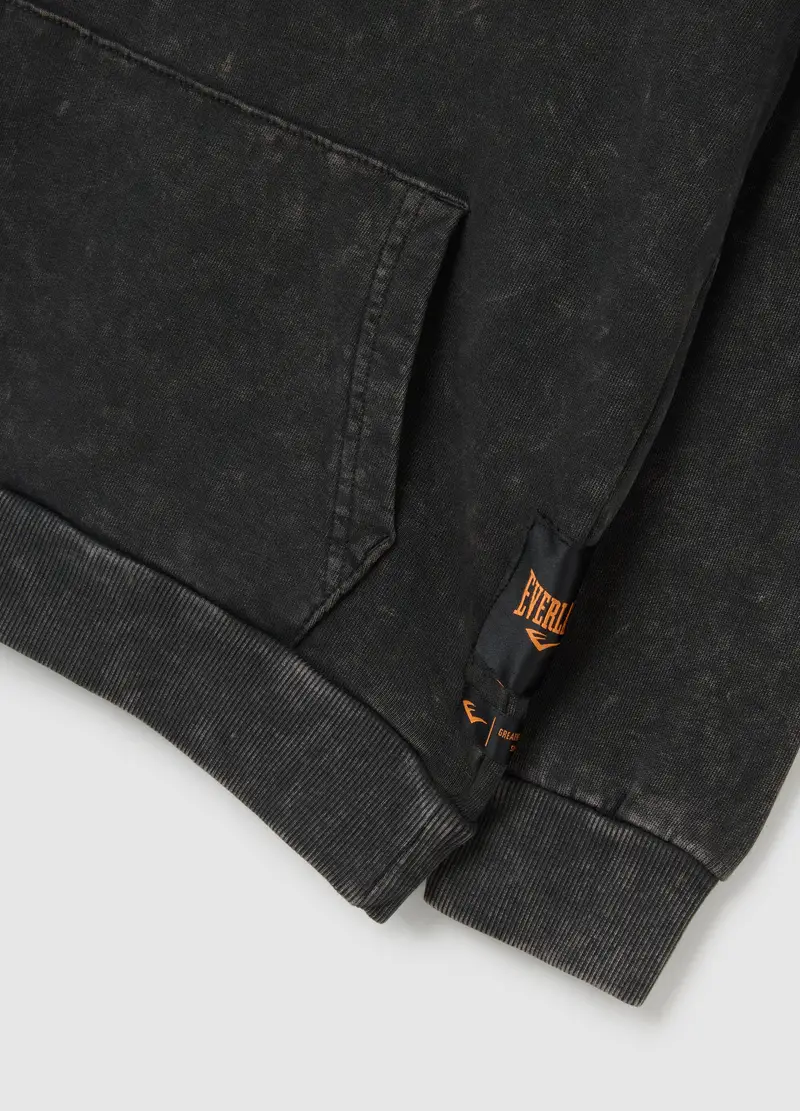 Felpa Con Cappuccio Da Bambino In Puro Cotone Nero, Nero miniatura 2