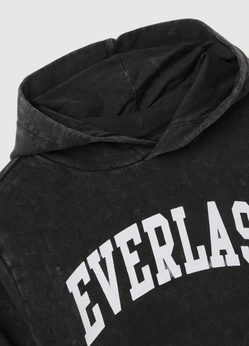 Felpa Con Cappuccio Da Bambino In Puro Cotone Nero, Nero miniatura 3