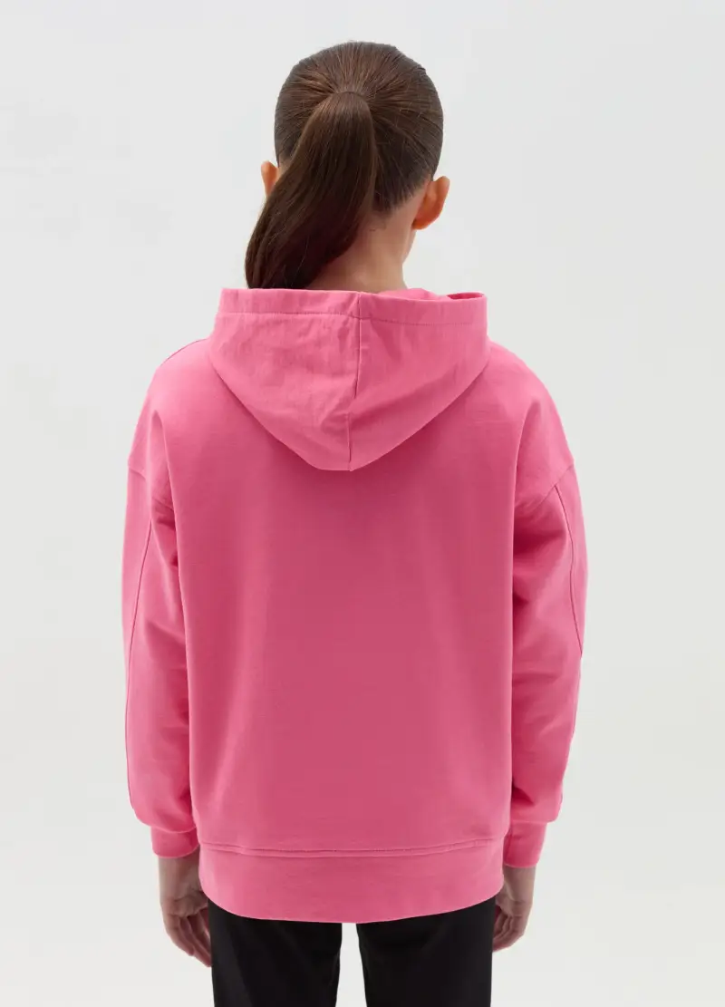 Felpa Con Cappuccio E Stampa Logo, Bambina, Rosa miniatura 3