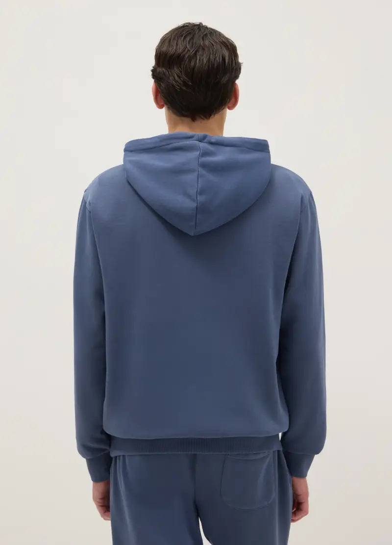 Felpa In Misto Cotone Blu Regular Fit Con Cappuccio E Logo Everlast, Uomo, Blu miniatura 3