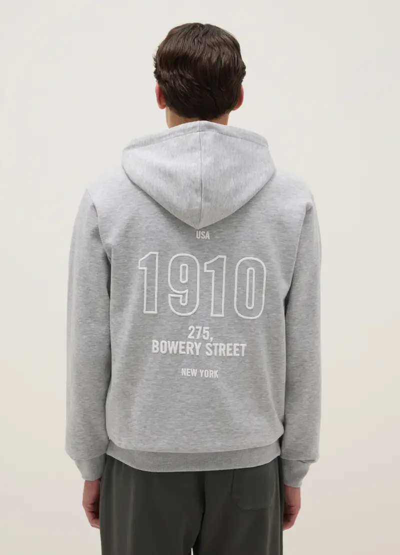 Felpa In Misto Cotone Grigia Regular Fit Con Cappuccio E Zip, Uomo, Grigio miniatura 3