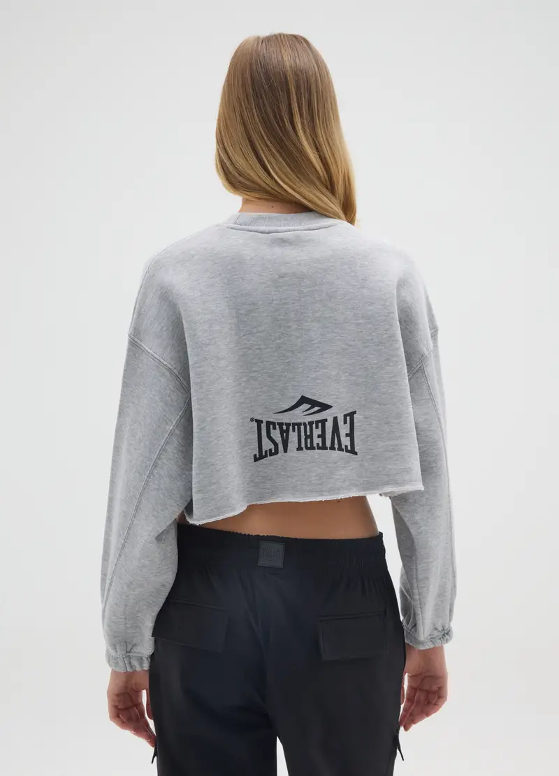 Felpa In Misto Cotone Grigia Regular Fit, Donna, Grigio miniatura 3