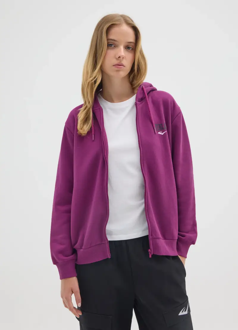 Felpa In Misto Cotone Viola Regular Fit, Donna, Viola miniatura 2