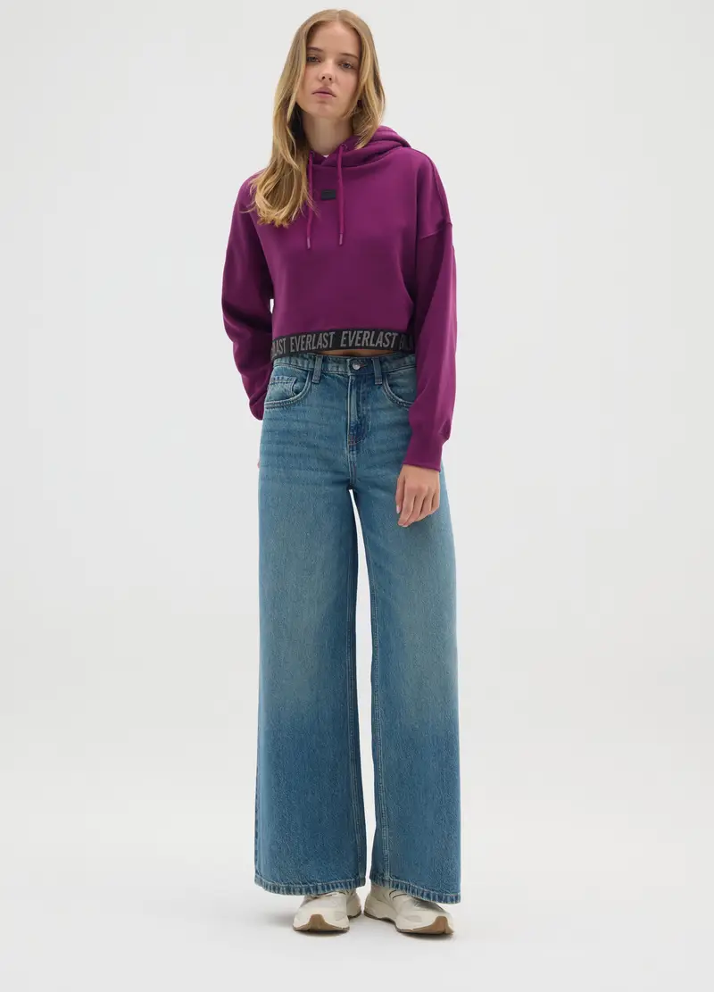 Felpa In Misto Cotone Viola Regular Fit, Donna, Viola miniatura 2