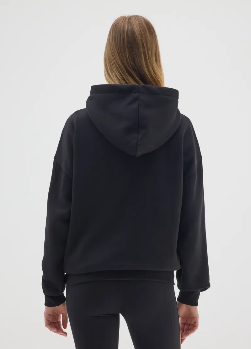 Felpa Nera Con Cappuccio In Misto Cotone Con Stampa Everlast, Donna, Nero miniatura 3