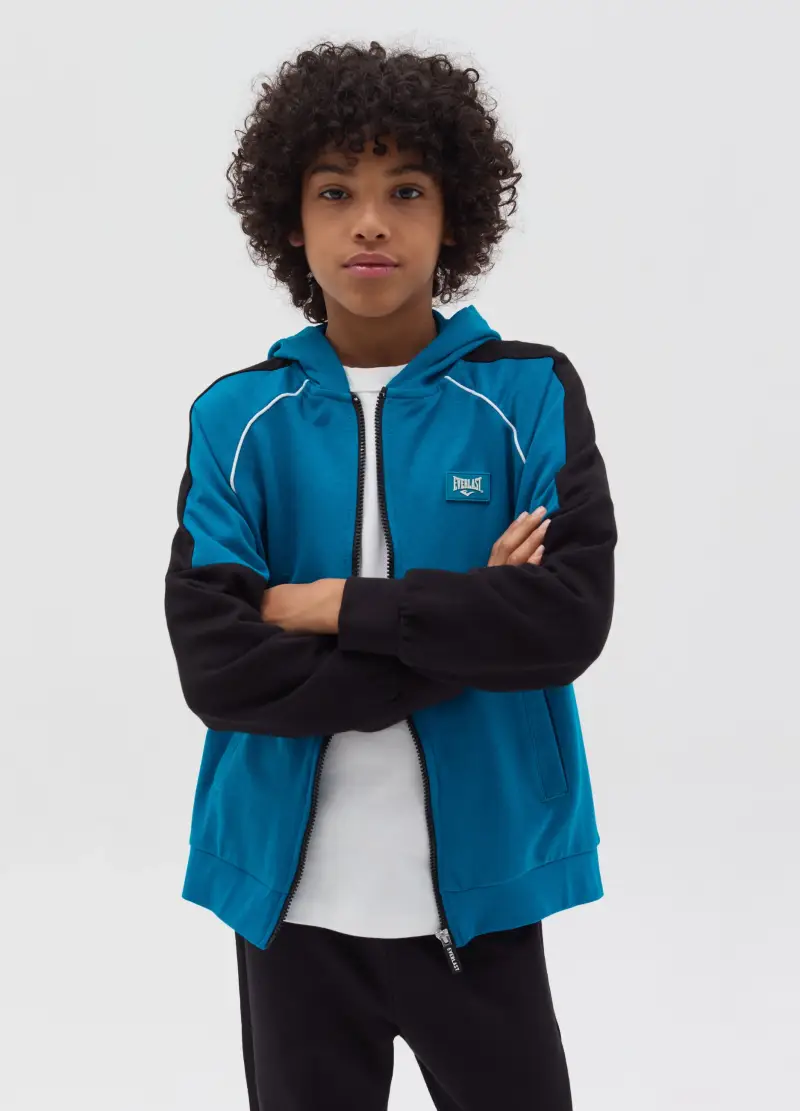 Full-zip Con Cappuccio E Patch Logo, Bambino, Multicolor