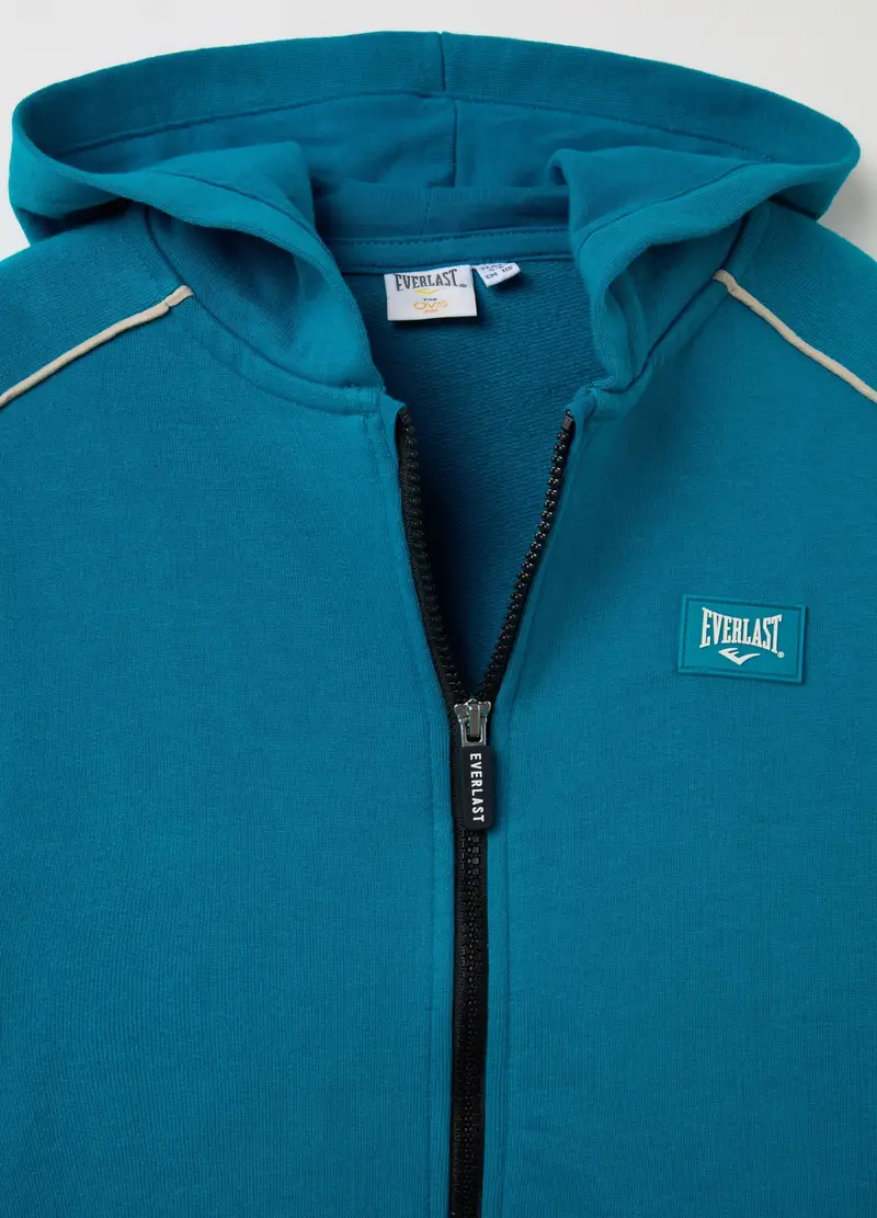 Full-zip In French Terry Con Cappuccio E Patch Logo, Bambino, Blu miniatura 3