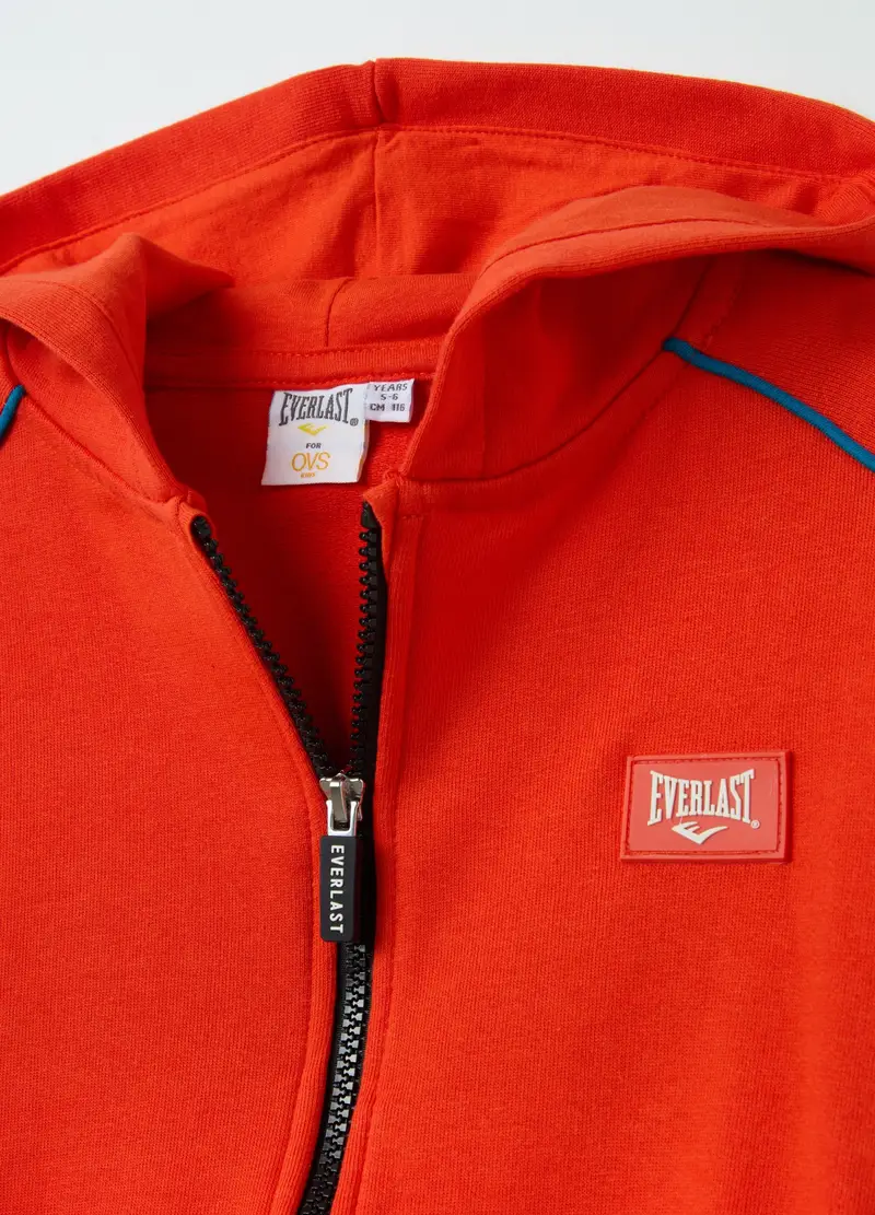 Full-zip In French Terry Con Cappuccio E Patch Logo, Bambino, Rosso miniatura 3
