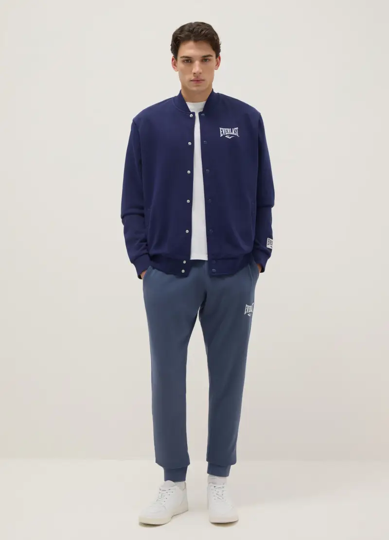 Giacca In Misto Cotone Blu Regular Fit Con Bottoni E Logo Everlast, Uomo, Blu miniatura 2