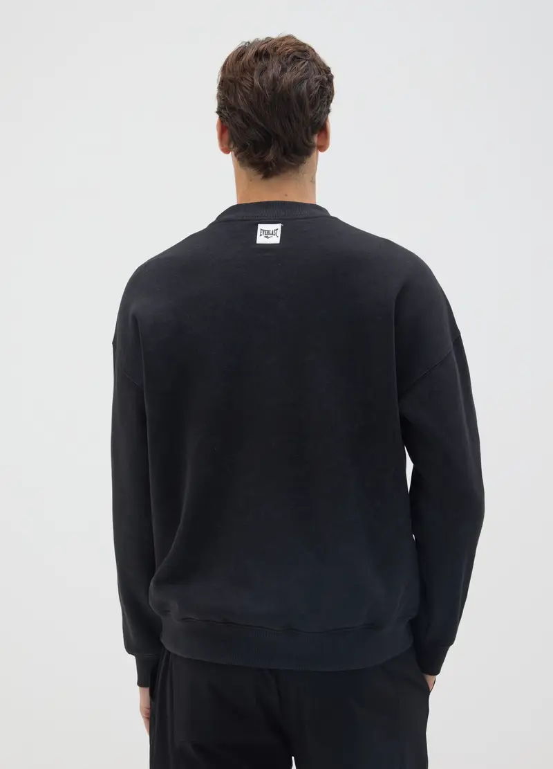 Maglia In Misto Cotone Nera Con Logo Everlast, Uomo, Nero miniatura 3