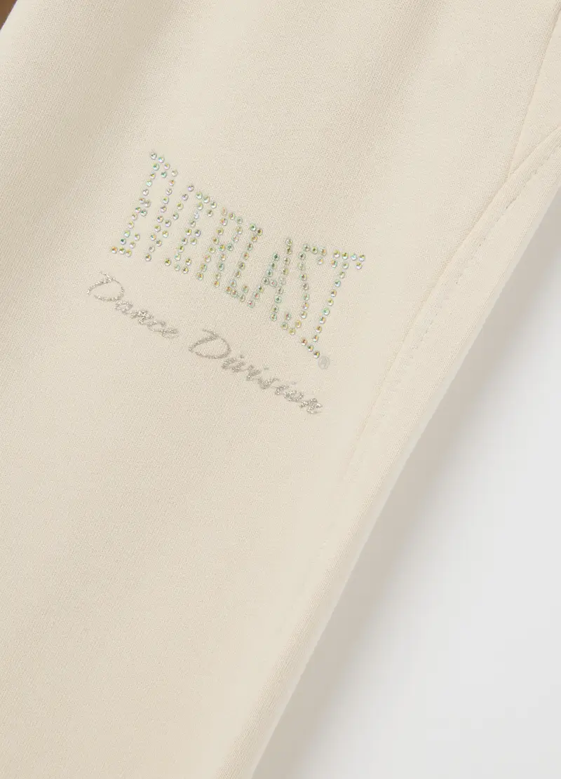 Pantaloni Da Bambina In Puro Cotone Beige Wide Leg, Beige miniatura 3