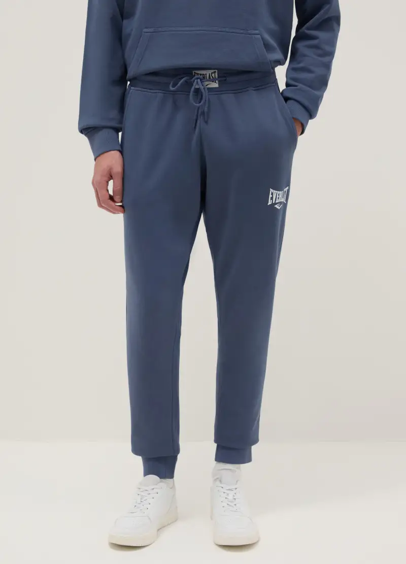 Pantaloni Jogger In Misto Cotone Blu Regular Fit Con Logo Everlast, Uomo, Blu miniatura 2
