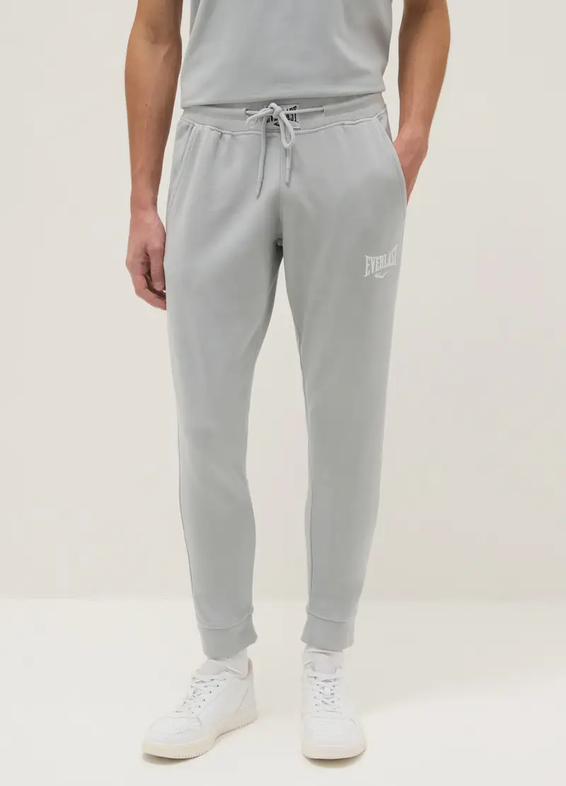 Pantaloni Jogger In Misto Cotone Grigi Regular Fit Con Logo Everlast, Uomo, Grigio miniatura 2