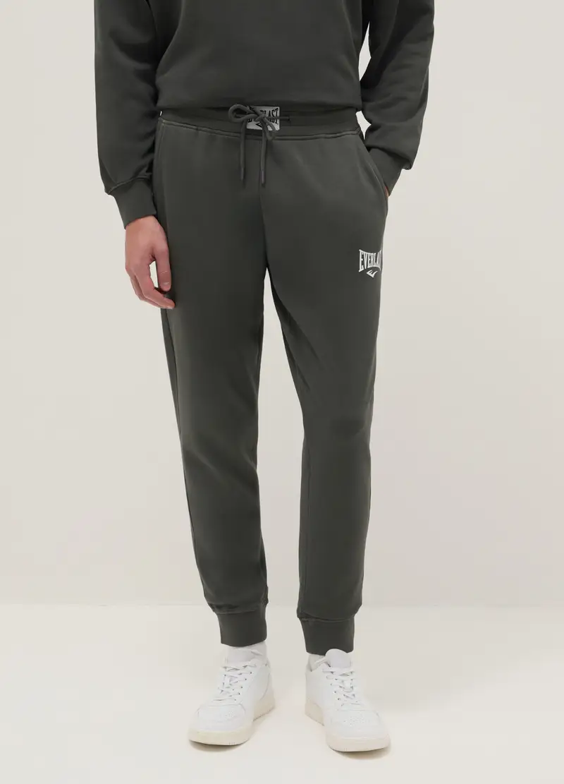 Pantaloni Jogger In Misto Cotone Grigio Regular Fit Con Logo Everlast, Uomo, Grigio miniatura 2