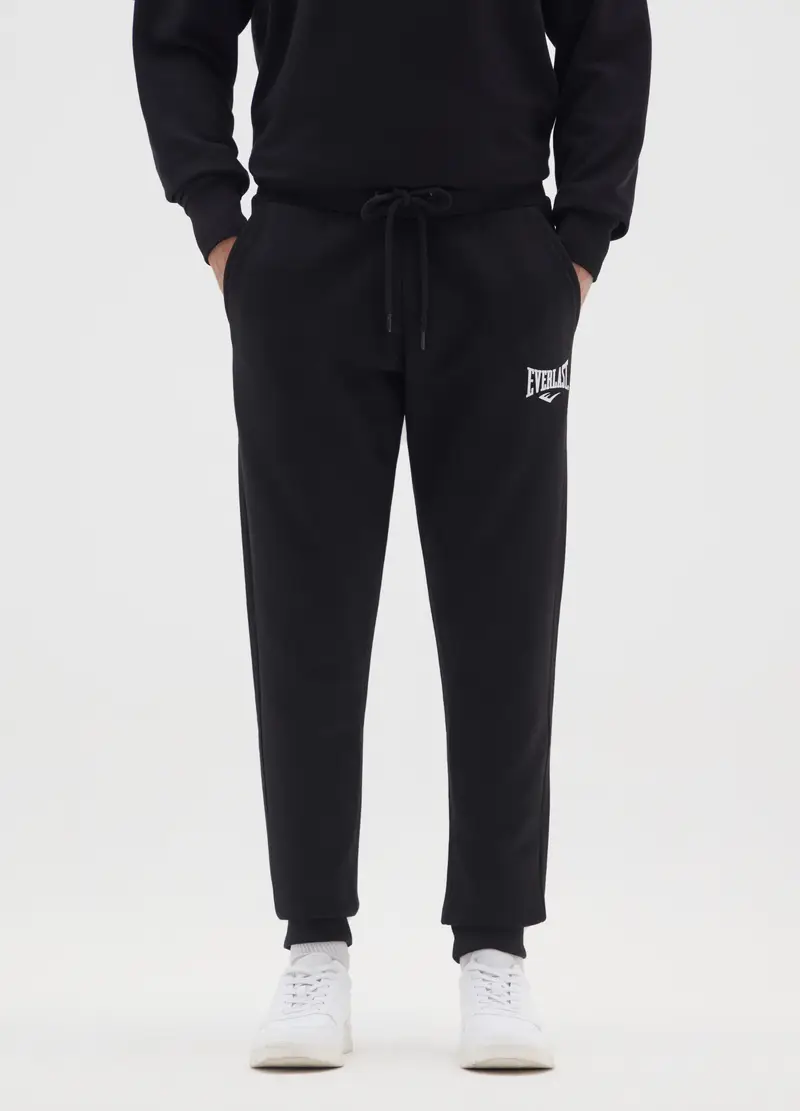 Pantaloni Neri Da Jogging In Misto Cotone, Uomo, Nero miniatura 2