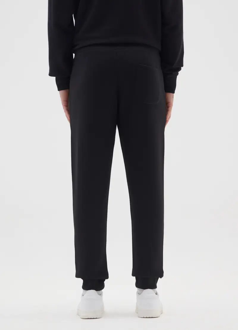 Pantaloni Neri Da Jogging In Misto Cotone, Uomo, Nero miniatura 3