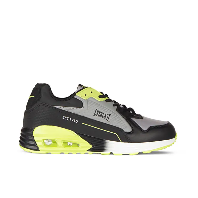 Sneakers uomo nere e gialle da palestra EV 810 con suola ad aria