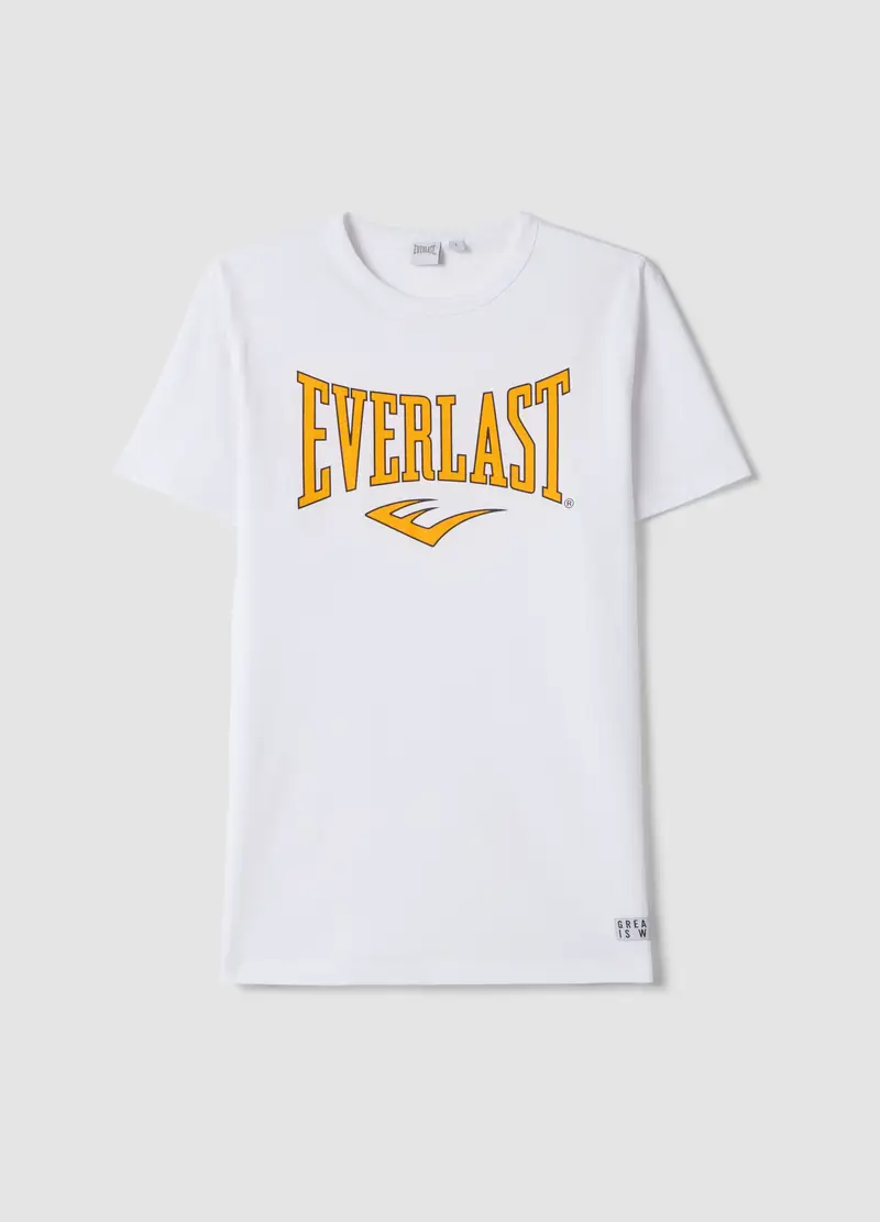 T-shirt In Puro Cotone Bianca Regular Fit Con Logo Everlast, Uomo, Bianco