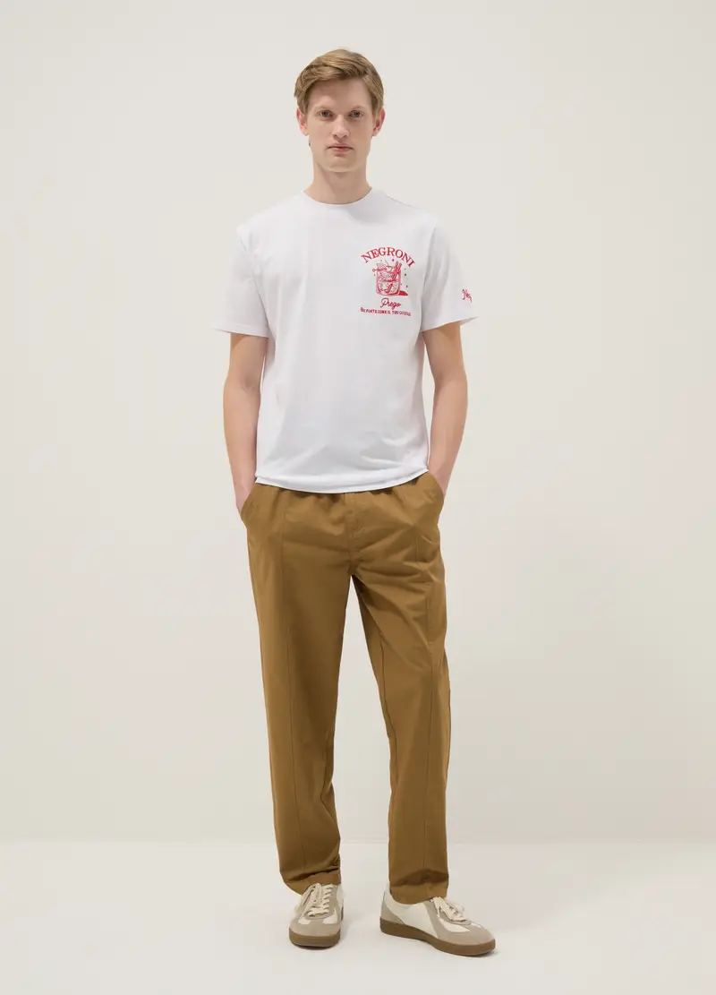 T-shirt In Puro Cotone Bianco Regular Fit Con Stampe Negroni, Uomo, Bianco miniatura 2