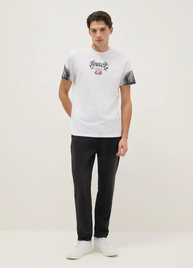 T-shirt In Puro Cotone Multicolor Regular Fit Con Grafica, Uomo, Multicolor miniatura 2