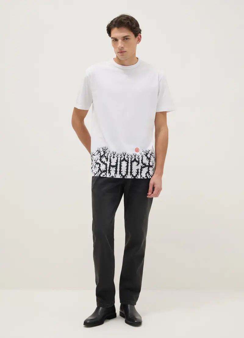 T-shirt In Puro Cotone Multicolor Regular Fit Con Grafica, Uomo, Multicolor miniatura 2