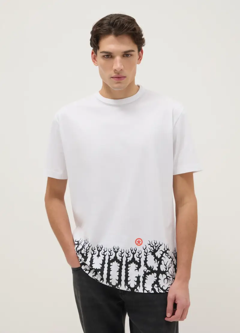 T-shirt In Puro Cotone Multicolor Regular Fit Con Grafica, Uomo, Multicolor