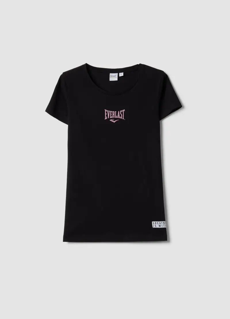 T-shirt In Puro Cotone Nero Regular Fit Con Logo, Donna, Nero