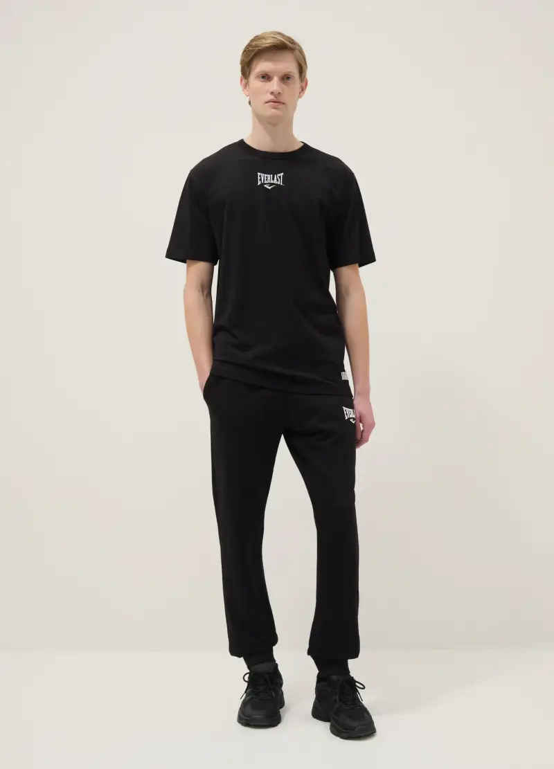 T-shirt In Puro Cotone Nero Regular Fit Con Logo Everlast, Uomo, Nero miniatura 2