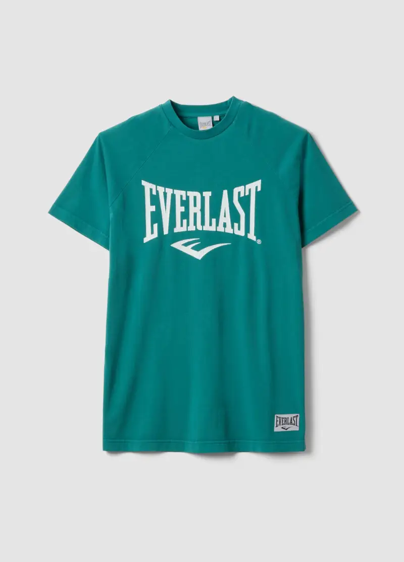 T-shirt In Puro Cotone Verde Regular Fit Con Logo Everlast, Uomo, Verde