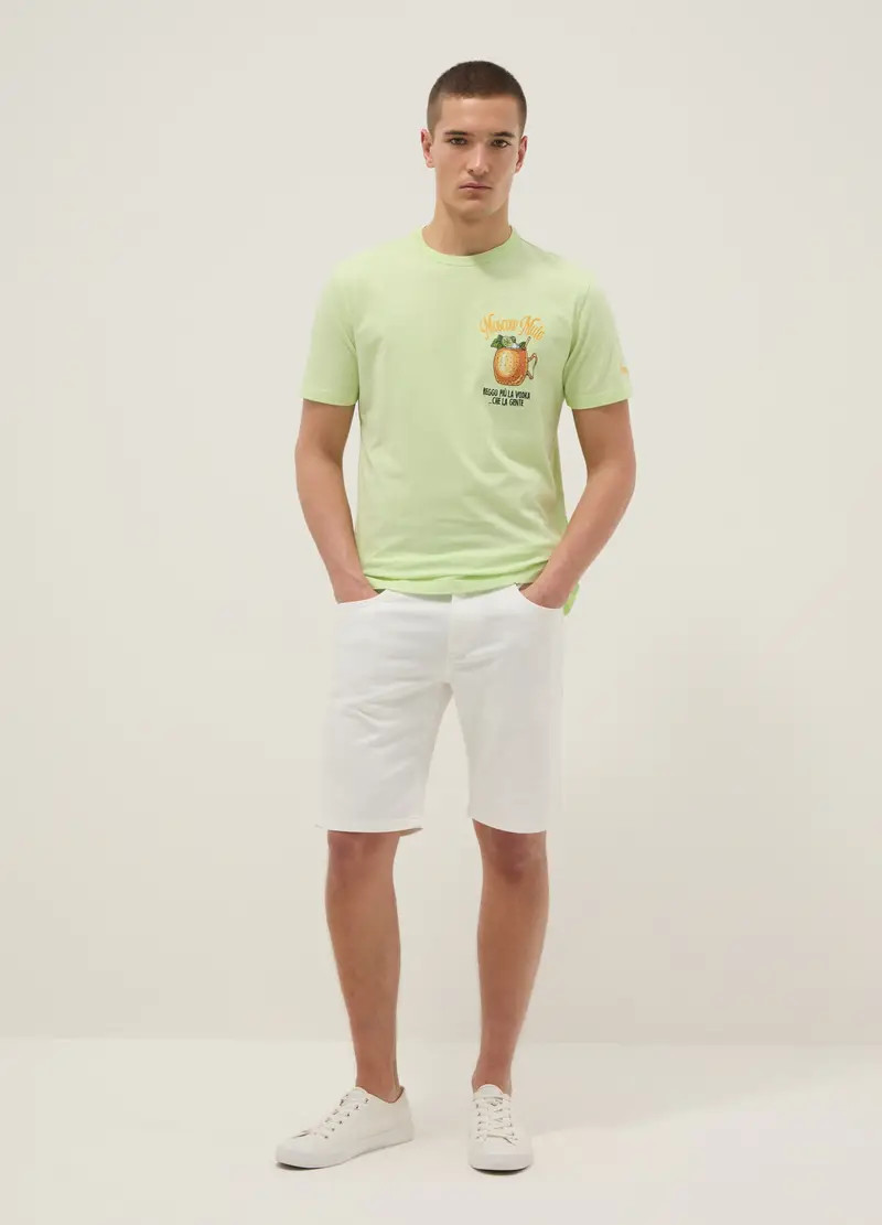 T-shirt In Puro Cotone Verde Regular Fit Con Stampe Moscow Mule, Uomo, Verde miniatura 2