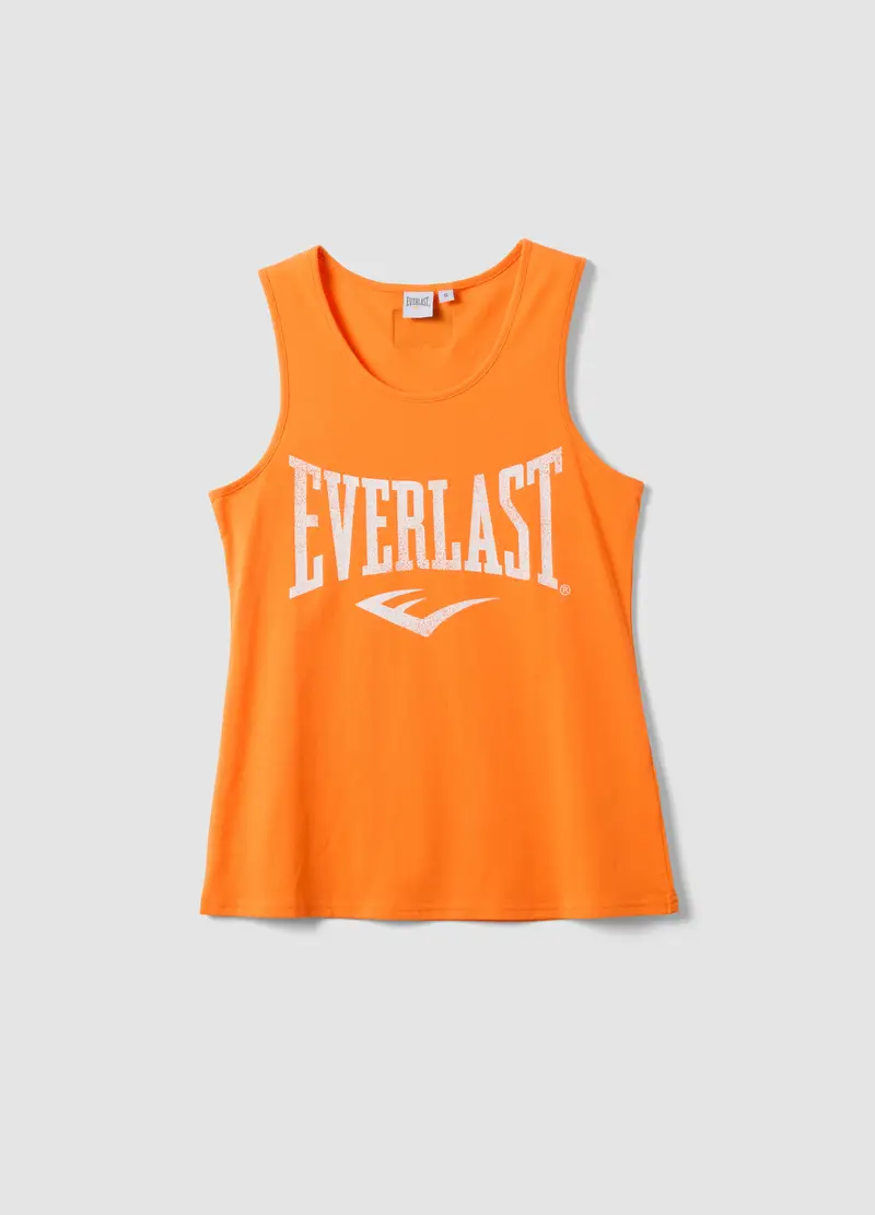 Tank Top In Puro Cotone Arancione Regular Fit Con Logo Everlast, Donna, Arancione