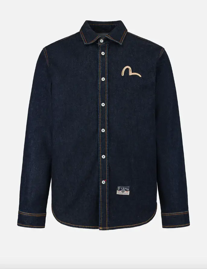 Camicia denim stampa Hakutaku