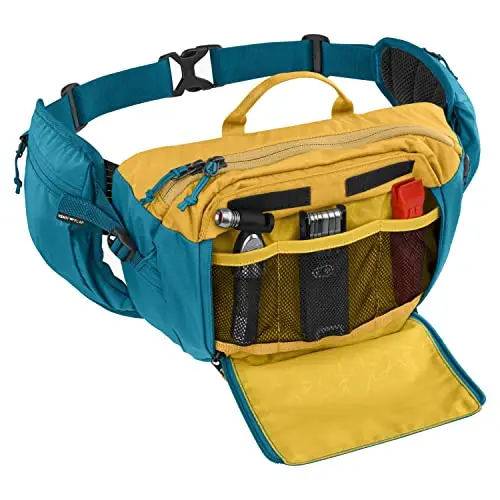 EVOC HIP PACK 3l Hip Bag Waist Bag incl. vescica di idratazione da 1, 5l (capacità 3l, AIRFLOW CONTACT SYSTEM, sistema miniatura 3
