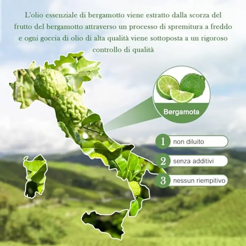 EVOKE OCCU Olio Essenziale Bergamotto 118ml, per Diffusore, Aromaterapia, Massaggio, Deodorante, Relax, Pulizia e Cura Della Pelle miniatura 2