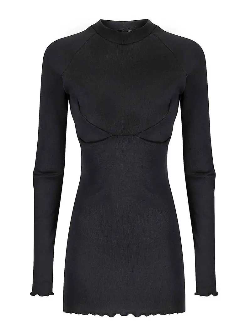 MiniVestito a coste Nero