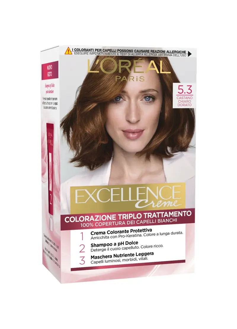 EXCELLENCE, L'oréal Paris Tinta Capelli Excellence, Copre I Capelli Bianchi, Colore Ricco, Luminoso E A Lunga Durata, 5.3 Castano Chiaro Dorato., Donna, 5.3 Castano Chiaro Dorato, Taglia: FASUL