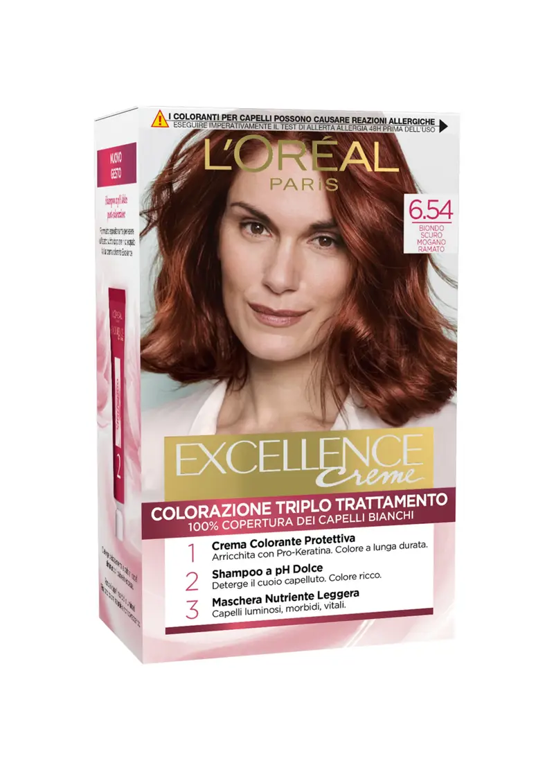 EXCELLENCE, L'oréal Paris Tinta Capelli Excellence, Copre I Capelli Bianchi, Colore Ricco, Luminoso E A Lunga Durata, 6.54 Biondo Scuro Mogano Ramato., Donna, 6.54 Biondo Scuro Mogano Ramato, Taglia: FASUL